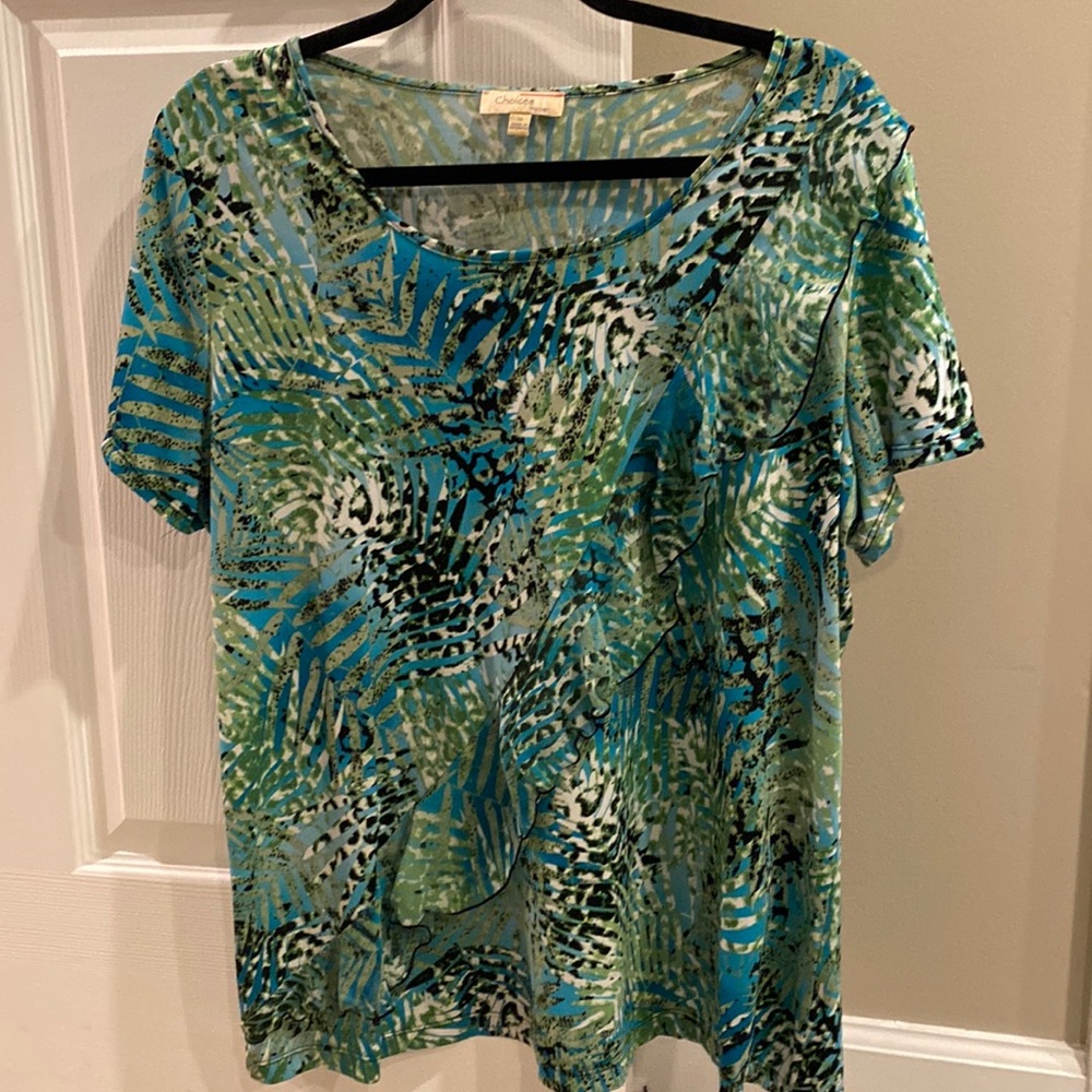 Choices woman leaf print short sleeve blouse size 1X